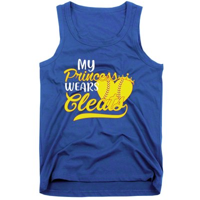 My Princess Wears Cleats Softball Dad Mom Baseball Player Great Gift Tank Top