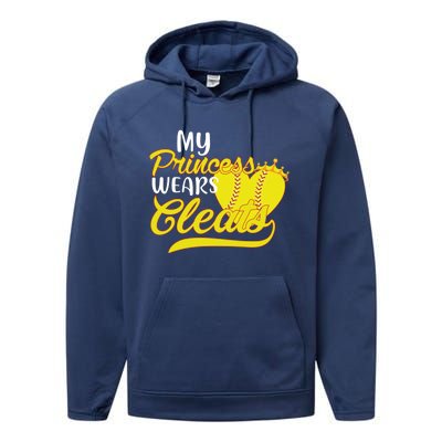 My Princess Wears Cleats Softball Dad Mom Baseball Player Great Gift Performance Fleece Hoodie