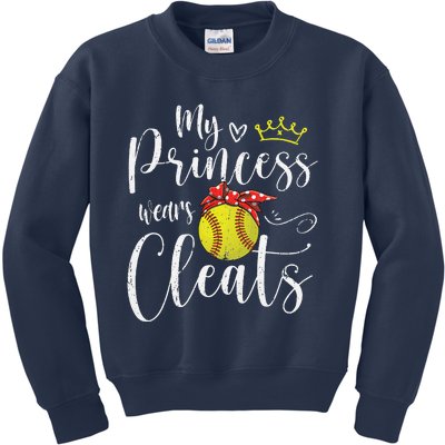 My Princess Wears Cleats Funny Baseball Softball Mothers Mom Kids Sweatshirt