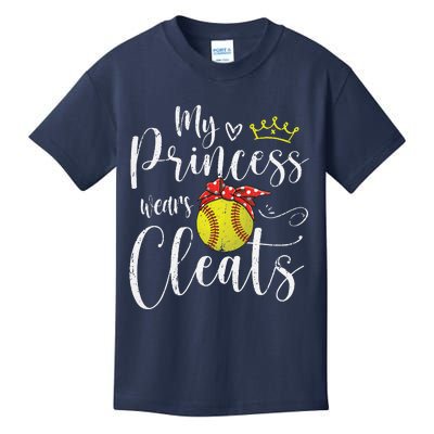 My Princess Wears Cleats Funny Baseball Softball Mothers Mom Kids T-Shirt