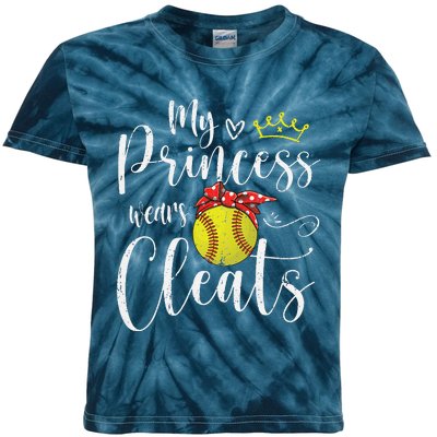 My Princess Wears Cleats Funny Baseball Softball Mothers Mom Kids Tie-Dye T-Shirt