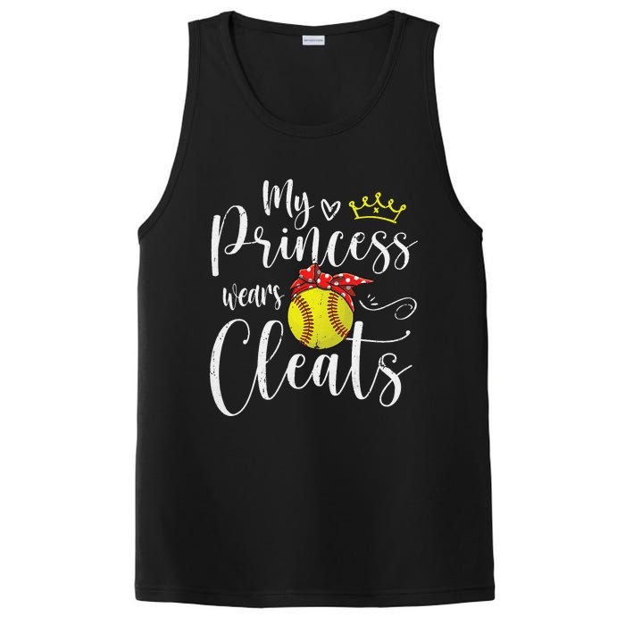 My Princess Wears Cleats Funny Baseball Softball Mothers Mom PosiCharge Competitor Tank