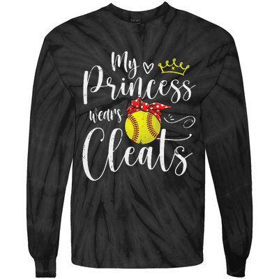 My Princess Wears Cleats Funny Baseball Softball Mothers Mom Tie-Dye Long Sleeve Shirt