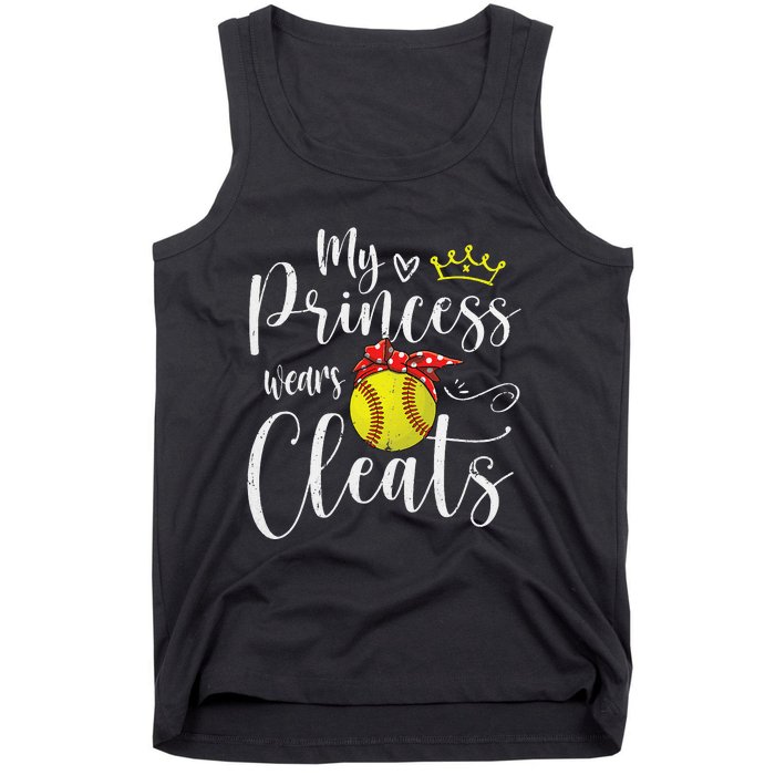 My Princess Wears Cleats Funny Baseball Softball Mothers Mom Tank Top