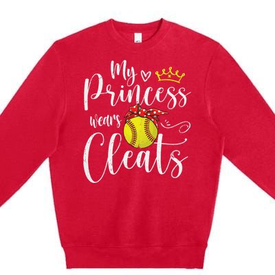 My Princess Wears Cleats Funny Baseball Softball Mothers Mom Premium Crewneck Sweatshirt