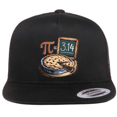 Mathematical Pie With Pi Symbol Dessert Theme Day Chalkboard Gift Flat Bill Trucker Hat
