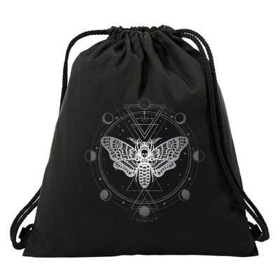 Moon Phases With Moth Blackcraft Clothing Drawstring Bag