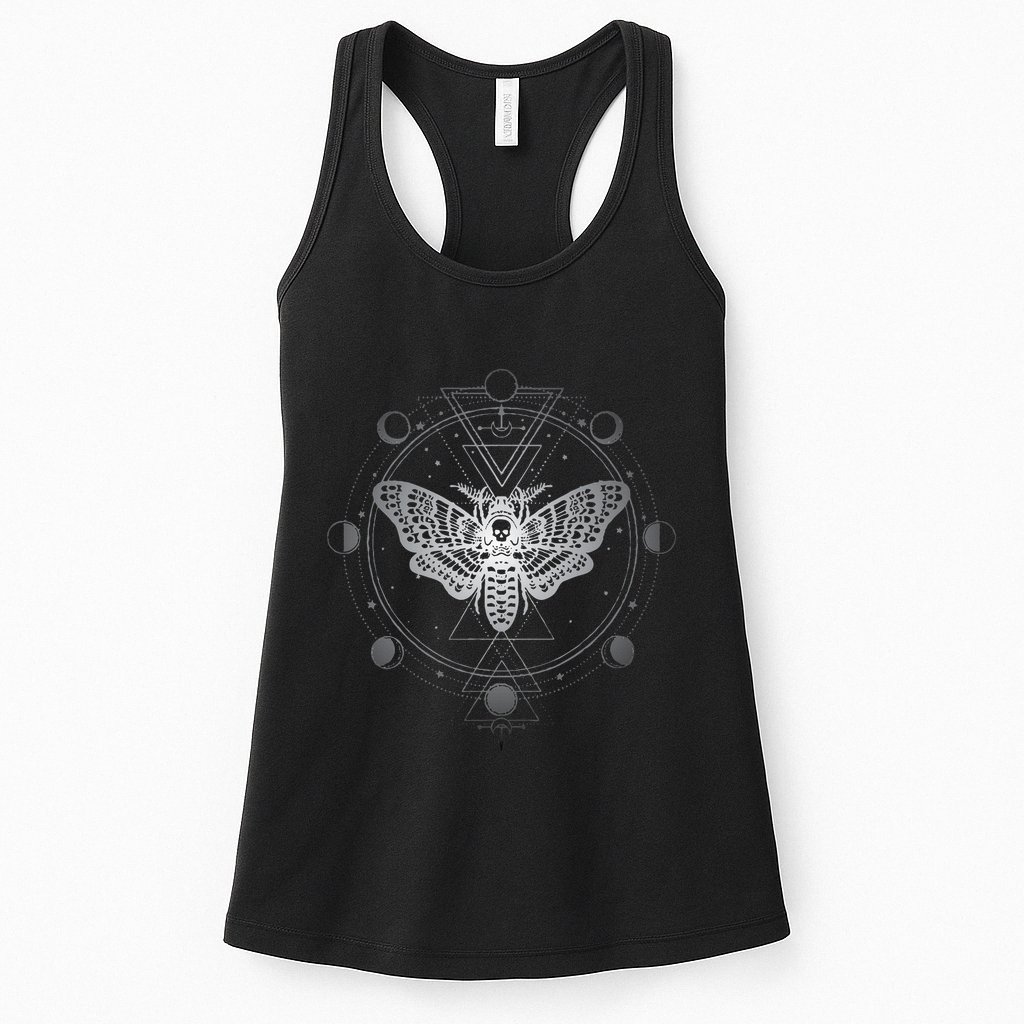 Moon Phases With Moth Blackcraft Clothing Womens Tank Top