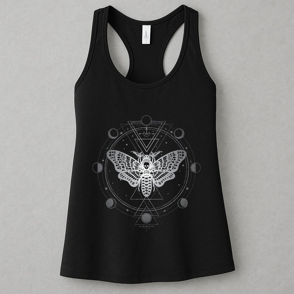 Moon Phases With Moth Blackcraft Clothing Womens Tank Top