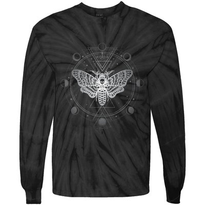 Moon Phases With Moth Blackcraft Clothing Tie-Dye Long Sleeve Shirt
