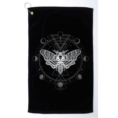 Moon Phases With Moth Blackcraft Clothing Golf Towel