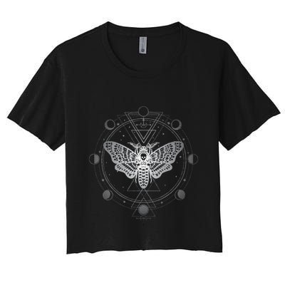 Moon Phases With Moth Blackcraft Clothing Crop Top