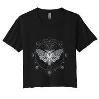 Moon Phases With Moth Blackcraft Clothing Women's Crop Top Tee