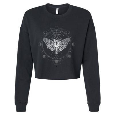 Moon Phases With Moth Blackcraft Clothing Cropped Pullover Crew