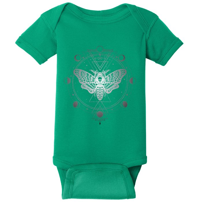 Moon Phases With Moth Blackcraft Clothing Baby Bodysuit