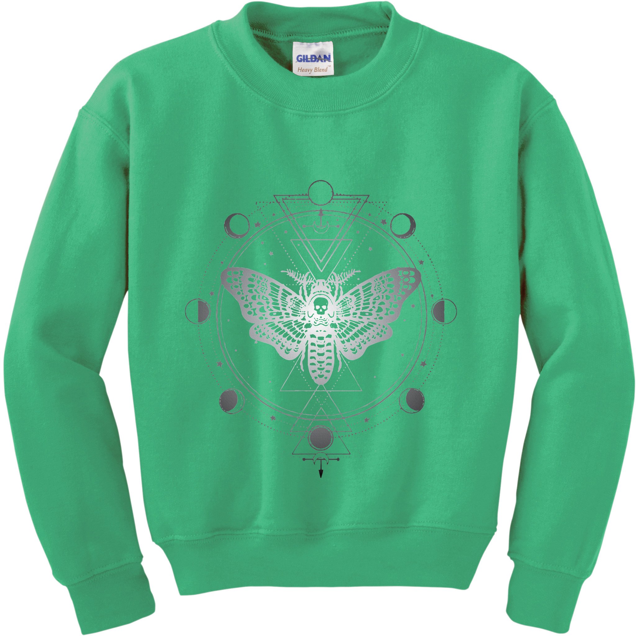Moon Phases With Moth Blackcraft Clothing Kids Sweatshirt
