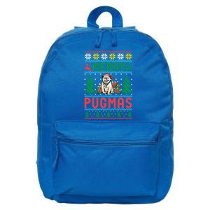 Merry Pugmas Xmas Christmas Pug Funny Gift 16 in Basic Backpack