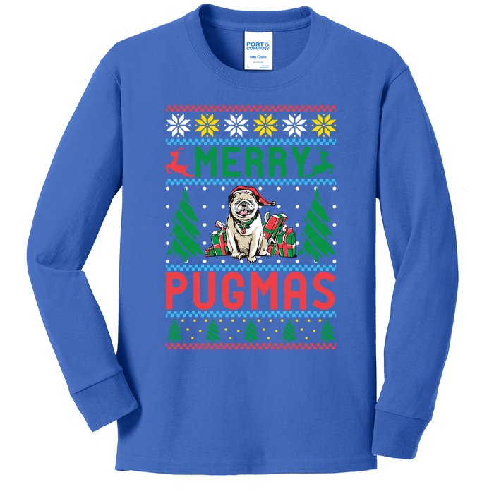 Merry Pugmas Xmas Christmas Pug Funny Gift Kids Long Sleeve Shirt