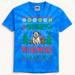 Merry Pugmas Xmas Christmas Pug Funny Gift Kids Tie-Dye T-Shirt