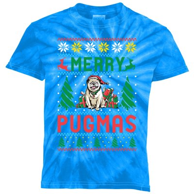 Merry Pugmas Xmas Christmas Pug Funny Gift Kids Tie-Dye T-Shirt