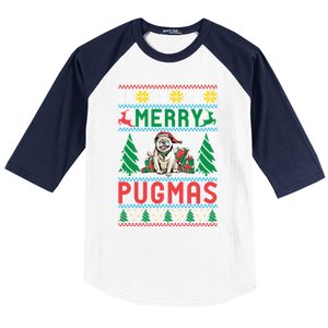 Merry Pugmas Xmas Christmas Pug Funny Gift Baseball Sleeve Shirt