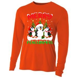 Merry Penguinmas Xmas Tree Lights Santa Penguin Christmas Great Gift Cooling Performance Long Sleeve Crew