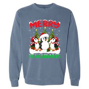 Merry Penguinmas Xmas Tree Lights Santa Penguin Christmas Great Gift Garment-Dyed Sweatshirt