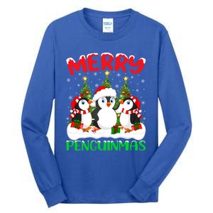 Merry Penguinmas Xmas Tree Lights Santa Penguin Christmas Great Gift Tall Long Sleeve T-Shirt