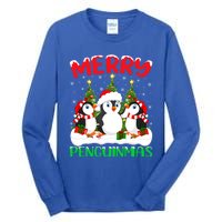 Merry Penguinmas Xmas Tree Lights Santa Penguin Christmas Great Gift Tall Long Sleeve T-Shirt