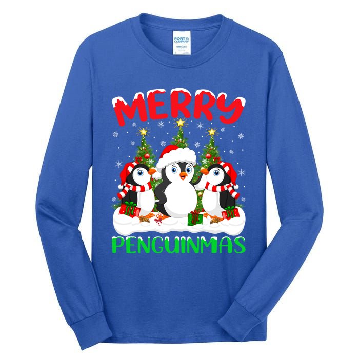 Merry Penguinmas Xmas Tree Lights Santa Penguin Christmas Great Gift Tall Long Sleeve T-Shirt