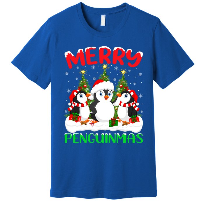 Merry Penguinmas Xmas Tree Lights Santa Penguin Christmas Great Gift Premium T-Shirt