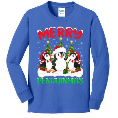 Merry Penguinmas Xmas Tree Lights Santa Penguin Christmas Great Gift Kids Long Sleeve Shirt