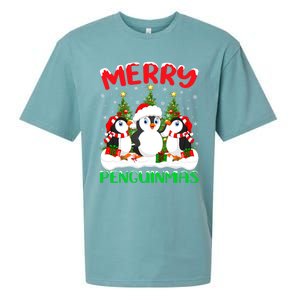 Merry Penguinmas Xmas Tree Lights Santa Penguin Christmas Great Gift Sueded Cloud Jersey T-Shirt