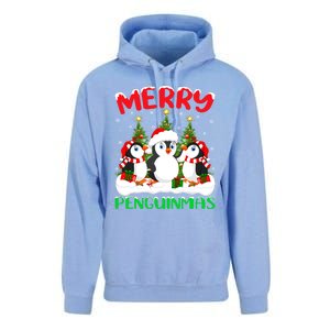 Merry Penguinmas Xmas Tree Lights Santa Penguin Christmas Great Gift Unisex Surf Hoodie