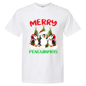 Merry Penguinmas Xmas Tree Lights Santa Penguin Christmas Great Gift Garment-Dyed Heavyweight T-Shirt