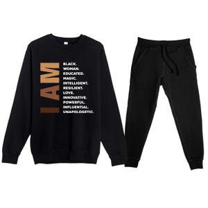 Melanin Queen Afro American Black Cool Gift Premium Crewneck Sweatsuit Set