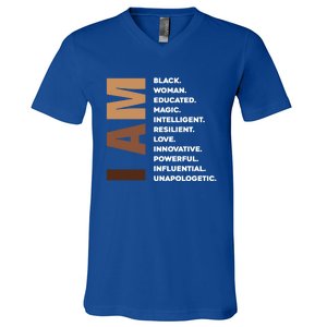 Melanin Queen Afro American Black Cool Gift V-Neck T-Shirt