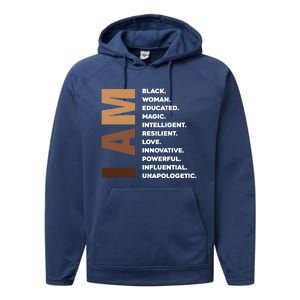 Melanin Queen Afro American Black Cool Gift Performance Fleece Hoodie