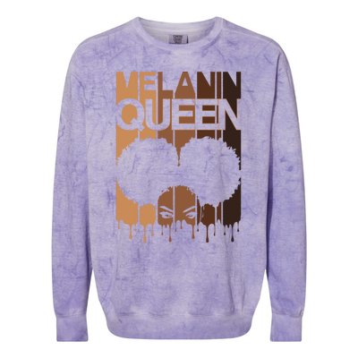 Melanin Queen Afro Dripping Black Educated Poppin Magic Gift Colorblast Crewneck Sweatshirt