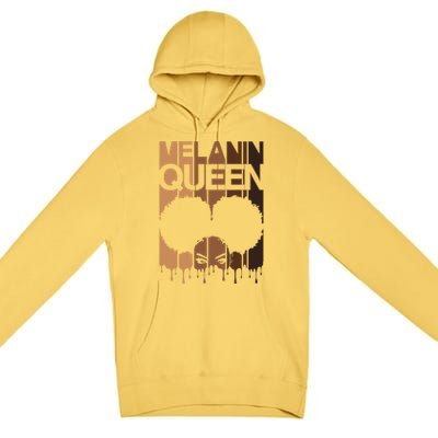 Melanin Queen Afro Dripping Black Educated Poppin Magic Gift Premium Pullover Hoodie