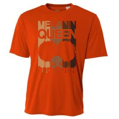 Melanin Queen Afro Dripping Black Educated Poppin Magic Gift Cooling Performance Crew T-Shirt