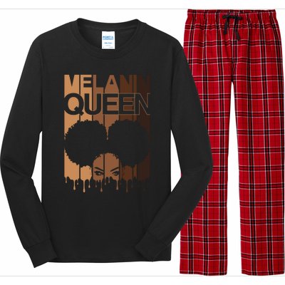 Melanin Queen Afro Dripping Black Educated Poppin Magic Gift Long Sleeve Pajama Set