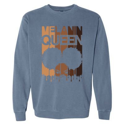 Melanin Queen Afro Dripping Black Educated Poppin Magic Gift Garment-Dyed Sweatshirt