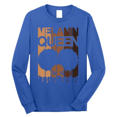 Melanin Queen Afro Dripping Black Educated Poppin Magic Gift Long Sleeve Shirt