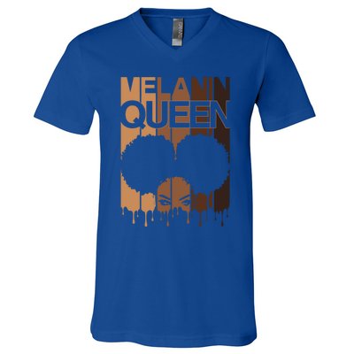 Melanin Queen Afro Dripping Black Educated Poppin Magic Gift V-Neck T-Shirt