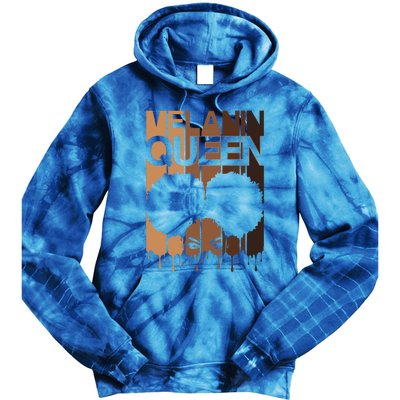 Melanin Queen Afro Dripping Black Educated Poppin Magic Gift Tie Dye Hoodie