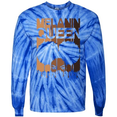 Melanin Queen Afro Dripping Black Educated Poppin Magic Gift Tie-Dye Long Sleeve Shirt