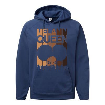 Melanin Queen Afro Dripping Black Educated Poppin Magic Gift Performance Fleece Hoodie