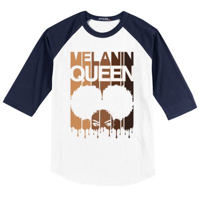 Melanin Queen Afro Dripping Black Educated Poppin Magic Gift Baseball Sleeve Shirt