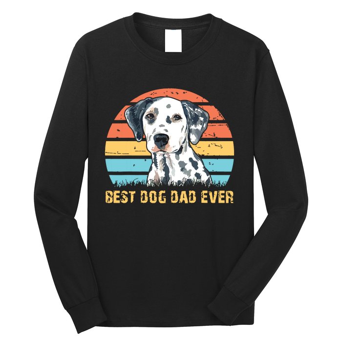 Men Quote Best Dog Dad Ever Vintage Dalmatian Lover Long Sleeve Shirt